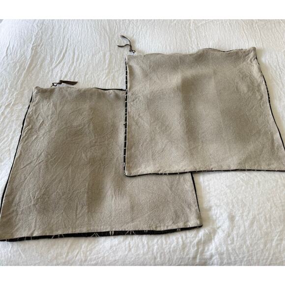 Restoration Hardware | 2 Shams | Washed Black Tan Linen African Mud Cloth 21x21” - Picture 4 of 10